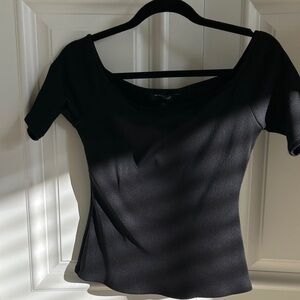 White House Black Market Elegant Black Short Sleeve Tee